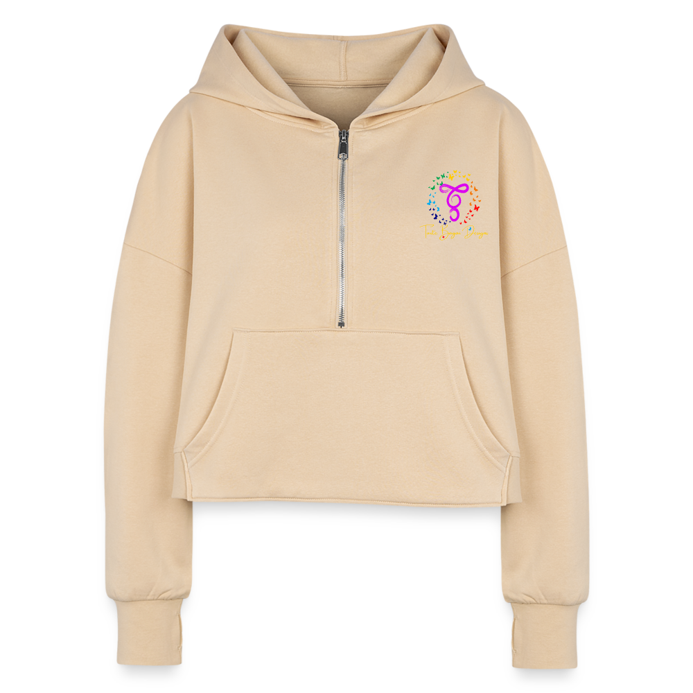 TB Women's Half Zip Cropped Hoodie - nude