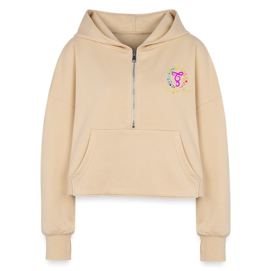 TB Women's Half Zip Cropped Hoodie - nude