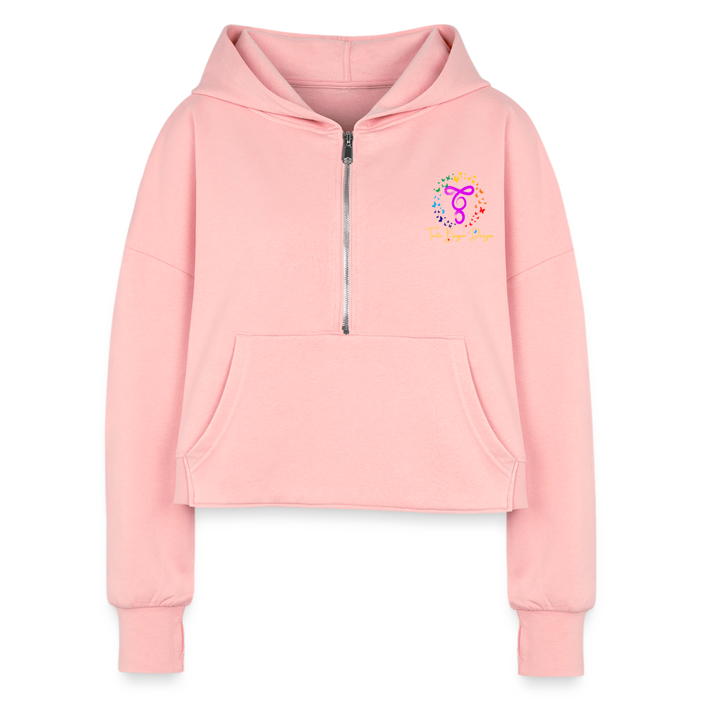 TB Women's Half Zip Cropped Hoodie - light pink