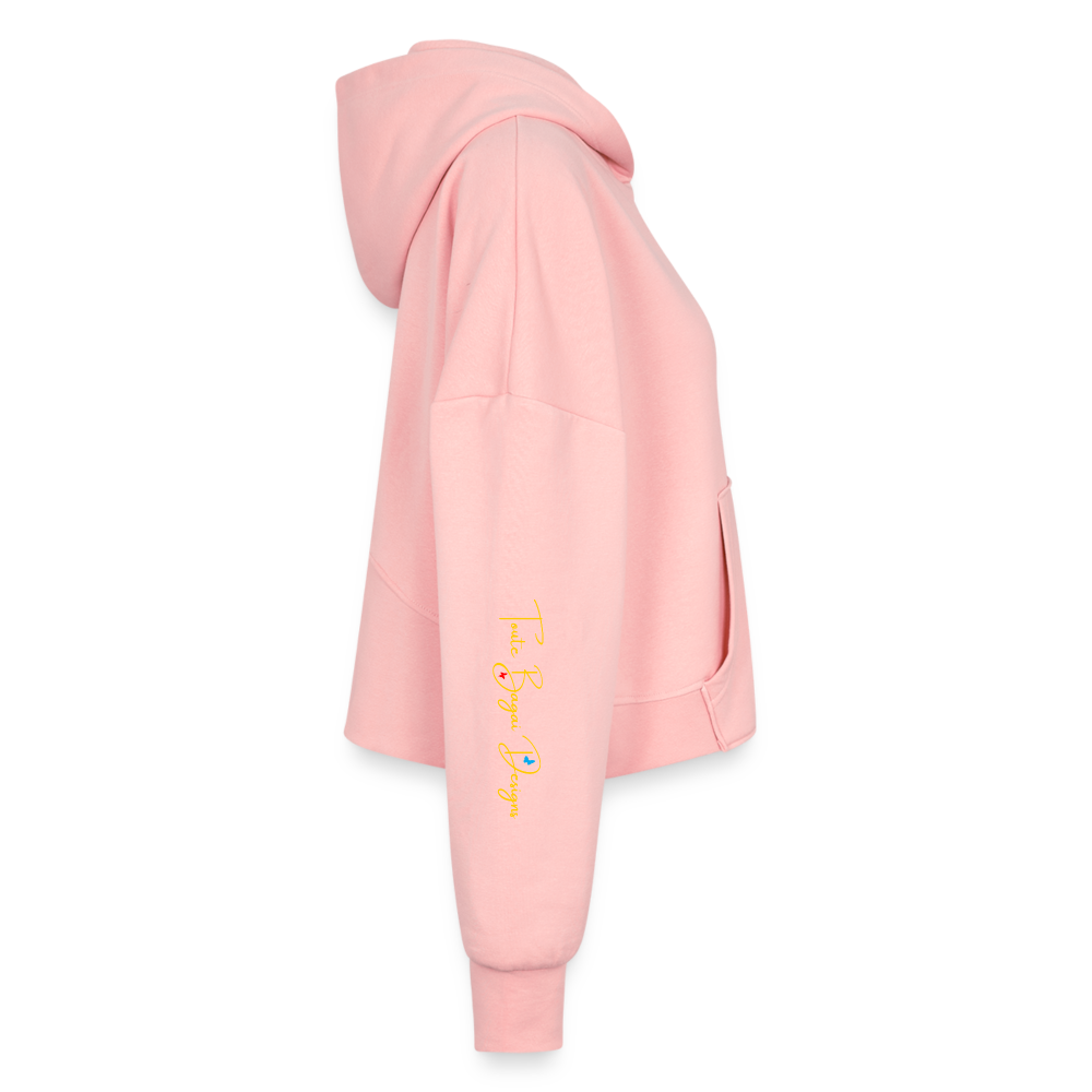 TB Women's Half Zip Cropped Hoodie - light pink