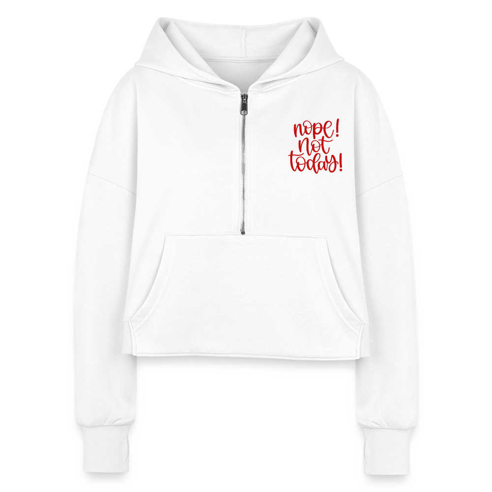 Women's Half Zip Cropped Hoodie - white