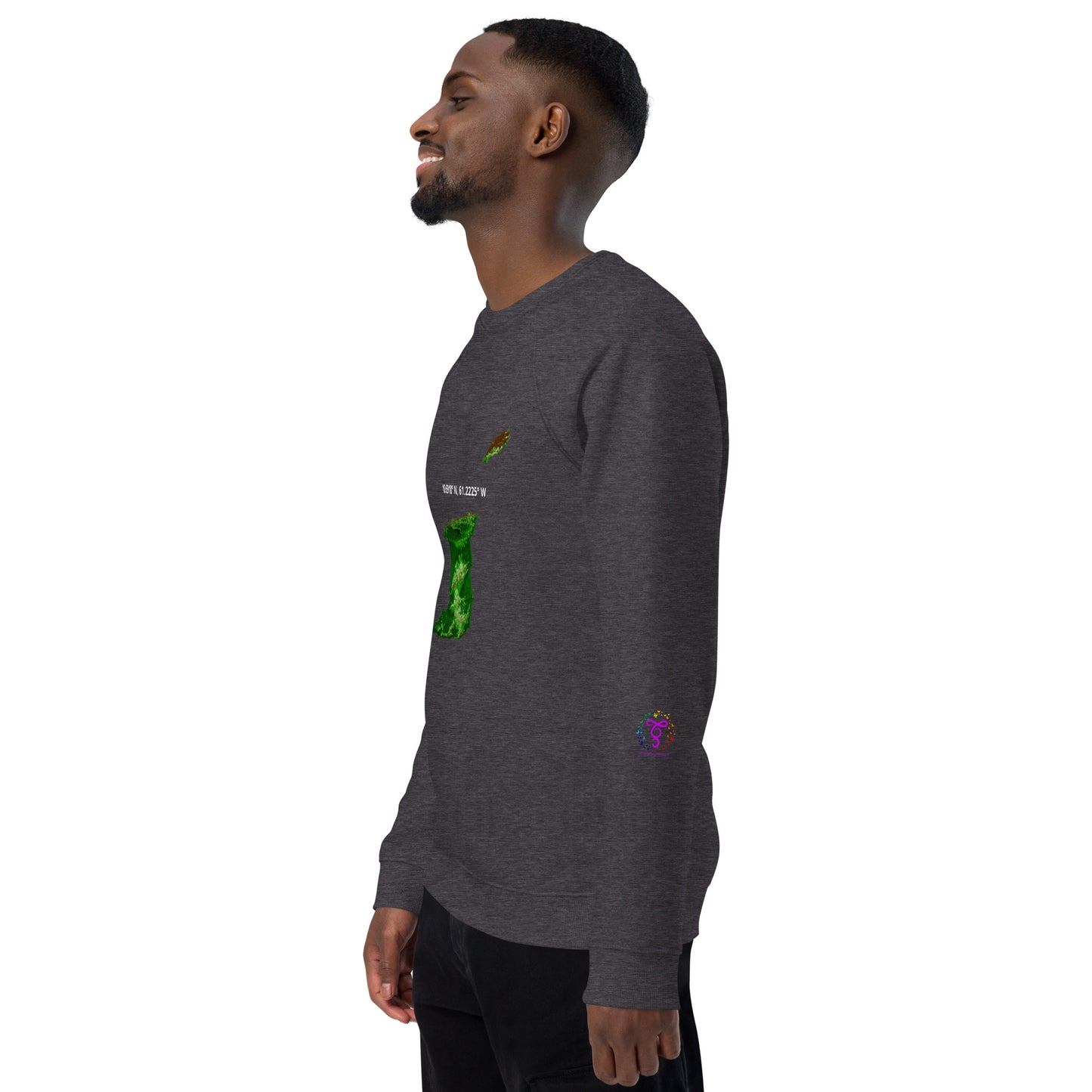 Trini Map Coordinates Unisex organic raglan sweatshirt