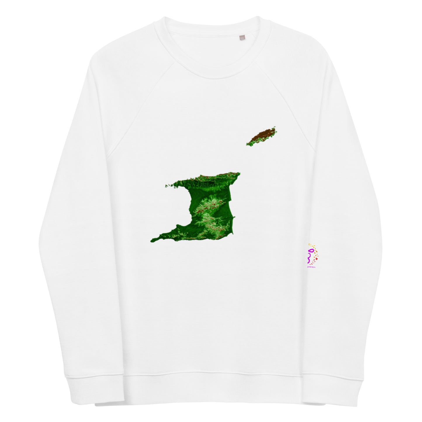 Trini Map Coordinates Unisex organic raglan sweatshirt