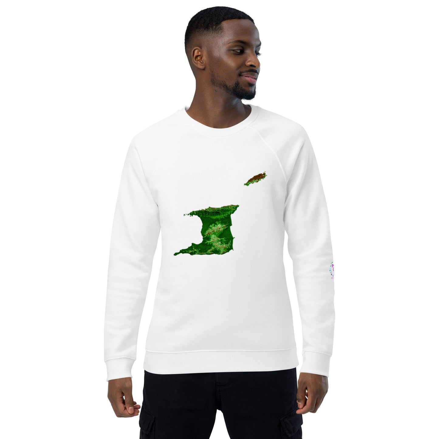 Trini Map Coordinates Unisex organic raglan sweatshirt