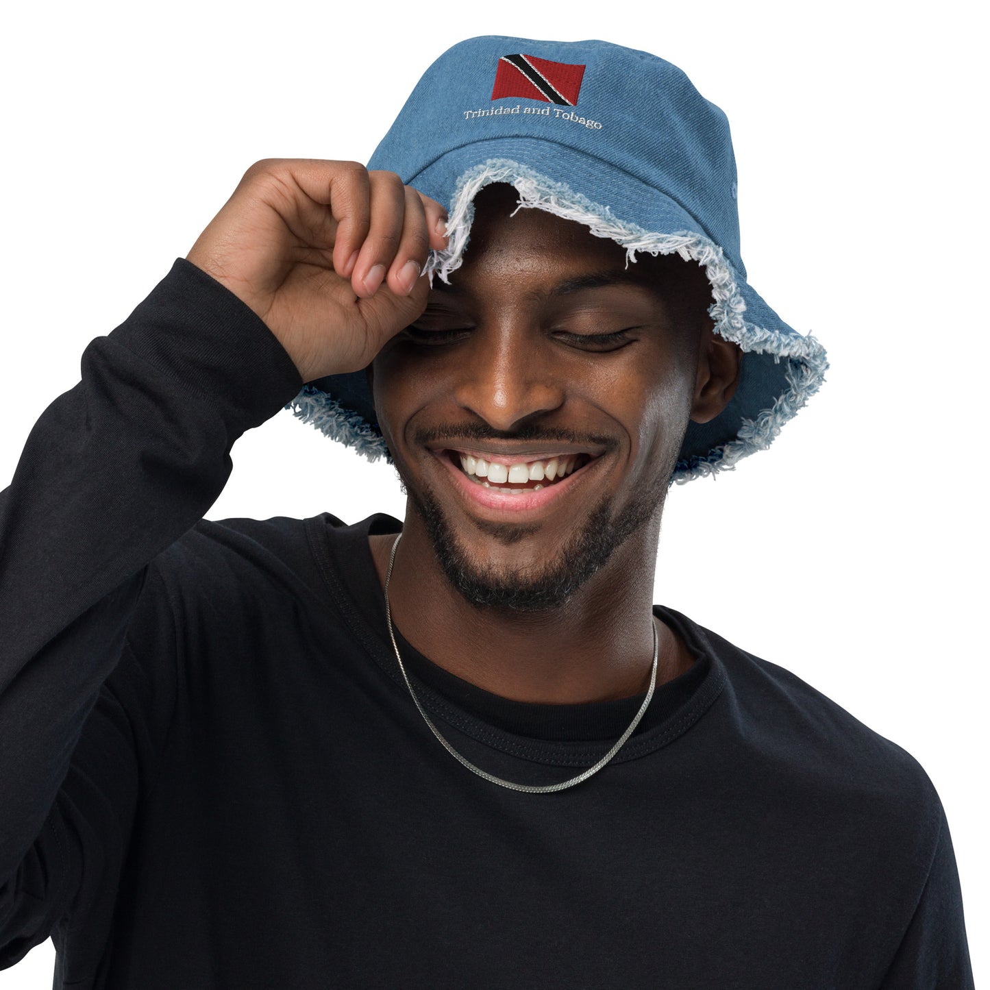 Trinidad and Tobago Distressed denim bucket hat